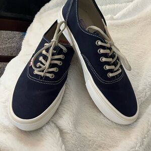 Vans Navy Canvas Boat Shoes with Cream Laces